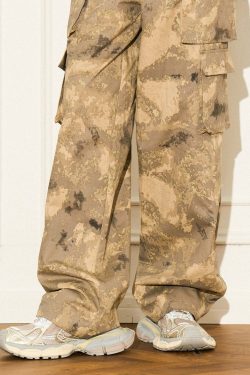 Y2K Grunge Camouflage Multipocket Cargo Pants - 90s Retro Summer Outfit for Women