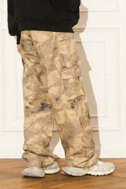 Y2K Grunge Camouflage Multipocket Cargo Pants - 90s Retro Summer Outfit for Women