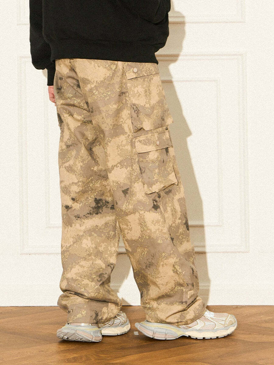Y2K Grunge Camouflage Multipocket Cargo Pants - 90s Retro Summer Outfit for Women