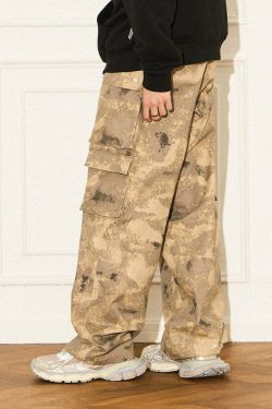 Y2K Grunge Camouflage Multipocket Cargo Pants - 90s Retro Summer Outfit for Women