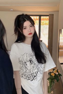 Y2K Grunge Candy Candy Vintage Anime Graphic Oversize T-Shirt - 90s Retro Summer Outfit