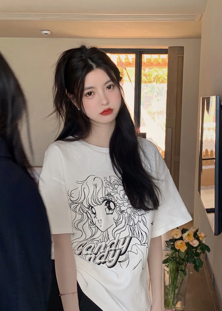Y2K Grunge Candy Candy Vintage Anime Graphic Oversize T-Shirt - 90s Retro Summer Outfit