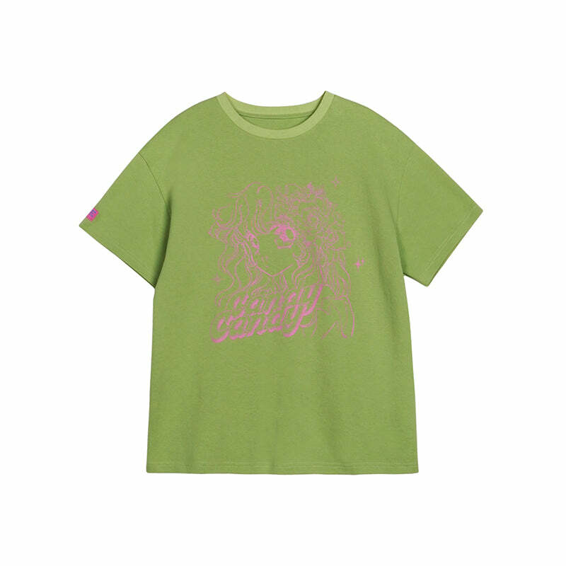 Y2K Grunge Candy Candy Vintage Anime Graphic Oversize T-Shirt - 90s Retro Summer Outfit