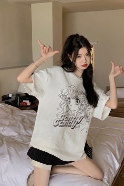 Y2K Grunge Candy Candy Vintage Anime Graphic Oversize T-Shirt - 90s Retro Summer Outfit