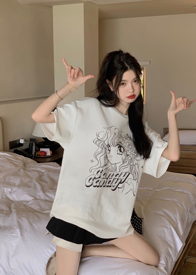 Y2K Grunge Candy Candy Vintage Anime Graphic Oversize T-Shirt - 90s Retro Summer Outfit