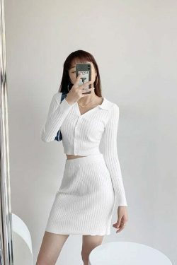 Y2K Grunge Cardigan & Mini Skirt Set - Retro 90s Summer Outfit, Pastel Goth, Y2K Fashion