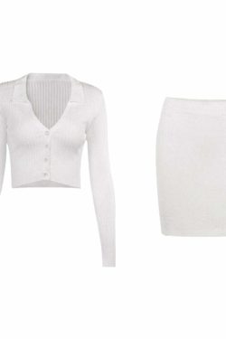 Y2K Grunge Cardigan & Mini Skirt Set - Retro 90s Summer Outfit, Pastel Goth, Y2K Fashion