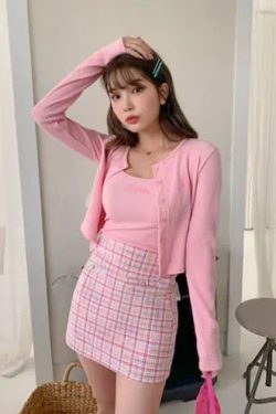 Y2K Grunge Cardigan & Sleeveless Top Set - 90s Retro Summer Outfit, Pastel Goth Style