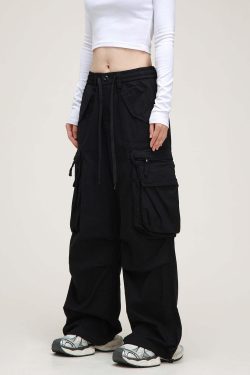 Y2K Grunge Cargo Pants - Retro 90s Fashion, Summer Y2K Outfits, Gothic Y2K Style
