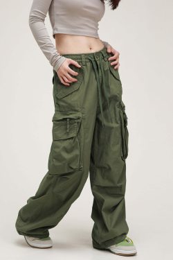 Y2K Grunge Cargo Pants - Retro 90s Fashion, Summer Y2K Outfits, Gothic Y2K Style