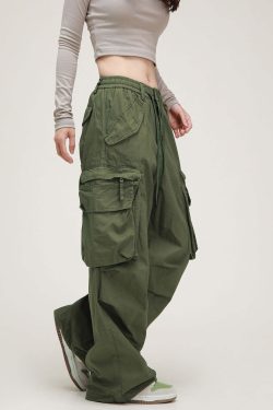 Y2K Grunge Cargo Pants - Retro 90s Fashion, Summer Y2K Outfits, Gothic Y2K Style