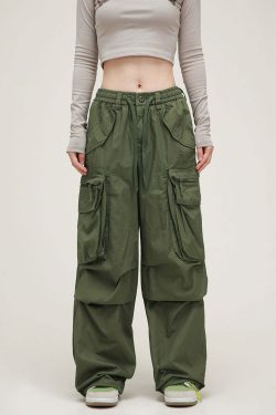 Y2K Grunge Cargo Pants - Retro 90s Fashion, Summer Y2K Outfits, Gothic Y2K Style