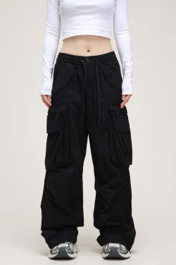 Y2K Grunge Cargo Pants - Retro 90s Fashion, Summer Y2K Outfits, Gothic Y2K Style