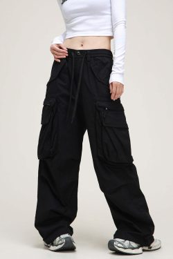 Y2K Grunge Cargo Pants - Retro 90s Fashion, Summer Y2K Outfits, Gothic Y2K Style