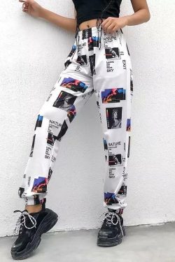 Y2K Grunge Cargo Pants - Retro 90s Summer Outfit, Y2K Fashion, Gothic Y2K, Pastel Goth