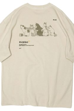 Y2K Grunge Cat Massage Train Tee - Retro 90s Summer Outfit, Pastel Goth, Y2K Fashion