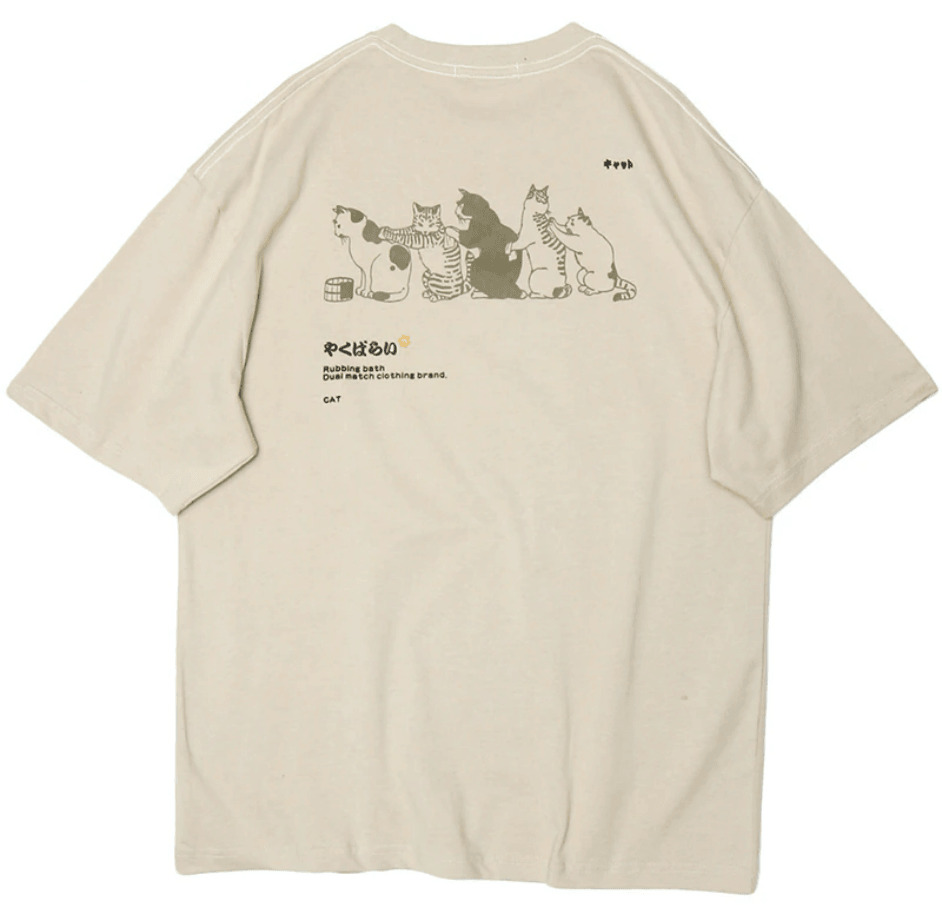 Y2K Grunge Cat Massage Train Tee - Retro 90s Summer Outfit, Pastel Goth, Y2K Fashion