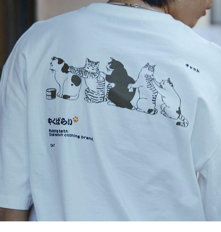 Y2K Grunge Cat Massage Train Tee - Retro 90s Summer Outfit, Pastel Goth, Y2K Fashion