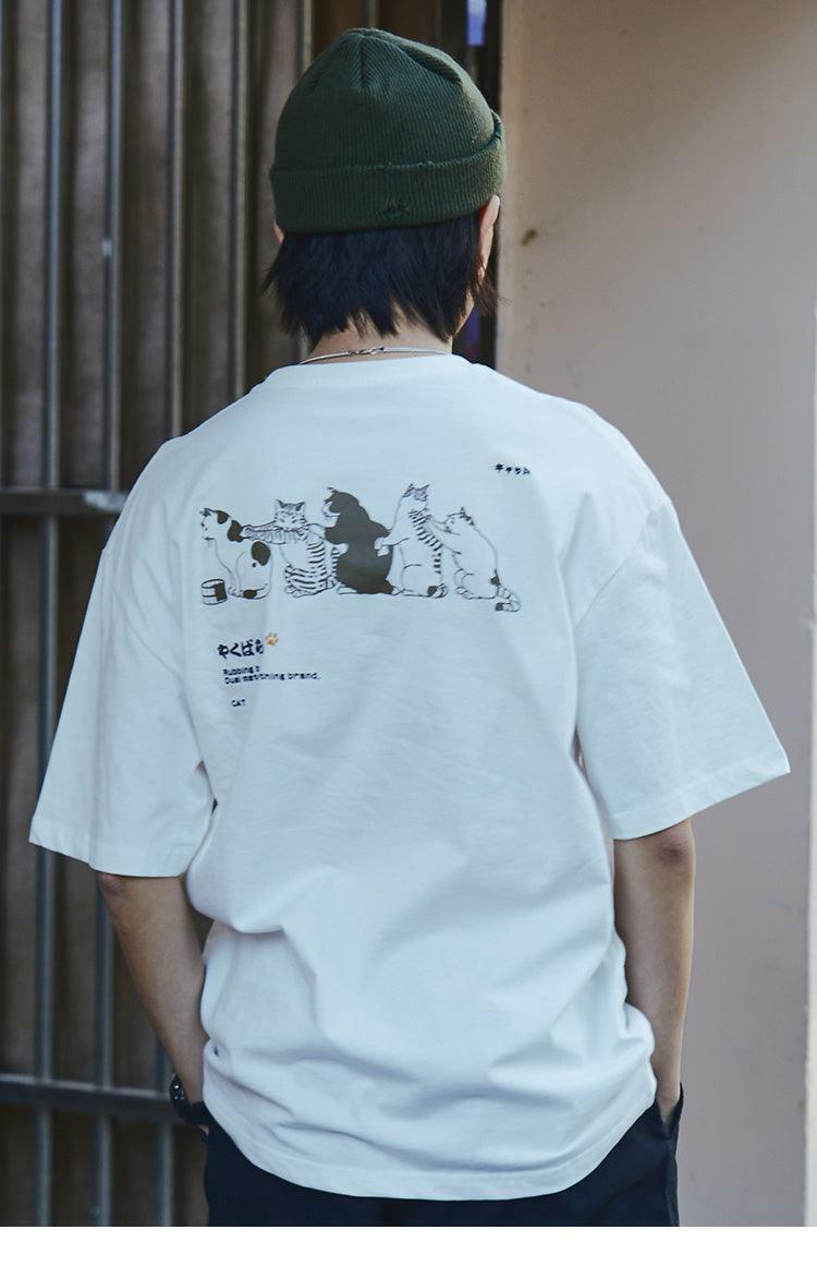 Y2K Grunge Cat Massage Train Tee - Retro 90s Summer Outfit, Pastel Goth, Y2K Fashion