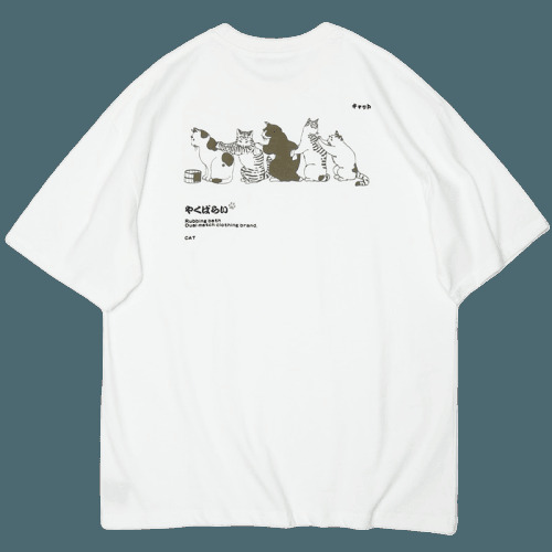 Y2K Grunge Cat Massage Train Tee - Retro 90s Summer Outfit, Pastel Goth, Y2K Fashion
