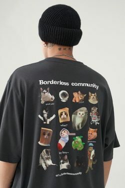 Y2K Grunge Cat Meme Tee - Retro 90s Fashion, Summer Y2K Outfits, Pastel Goth, Y2K Pop