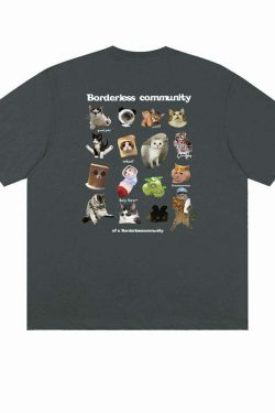 Y2K Grunge Cat Meme Tee - Retro 90s Fashion, Summer Y2K Outfits, Pastel Goth, Y2K Pop