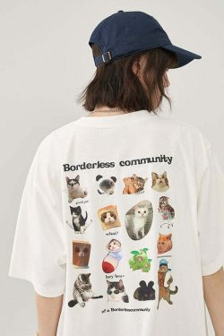 Y2K Grunge Cat Meme Tee - Retro 90s Summer Outfit, Baby Tee, Y2K Fashion for Women