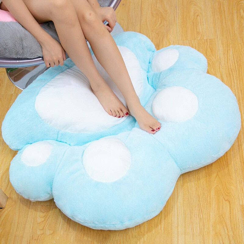 Y2K Grunge Cat Paw Pillow Seat Cushion - Retro 90s Summer Decor, Pastel Goth, Y2K Aesthetic