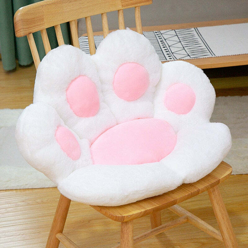 Y2K Grunge Cat Paw Pillow Seat Cushion - Retro 90s Summer Decor, Pastel Goth, Y2K Aesthetic