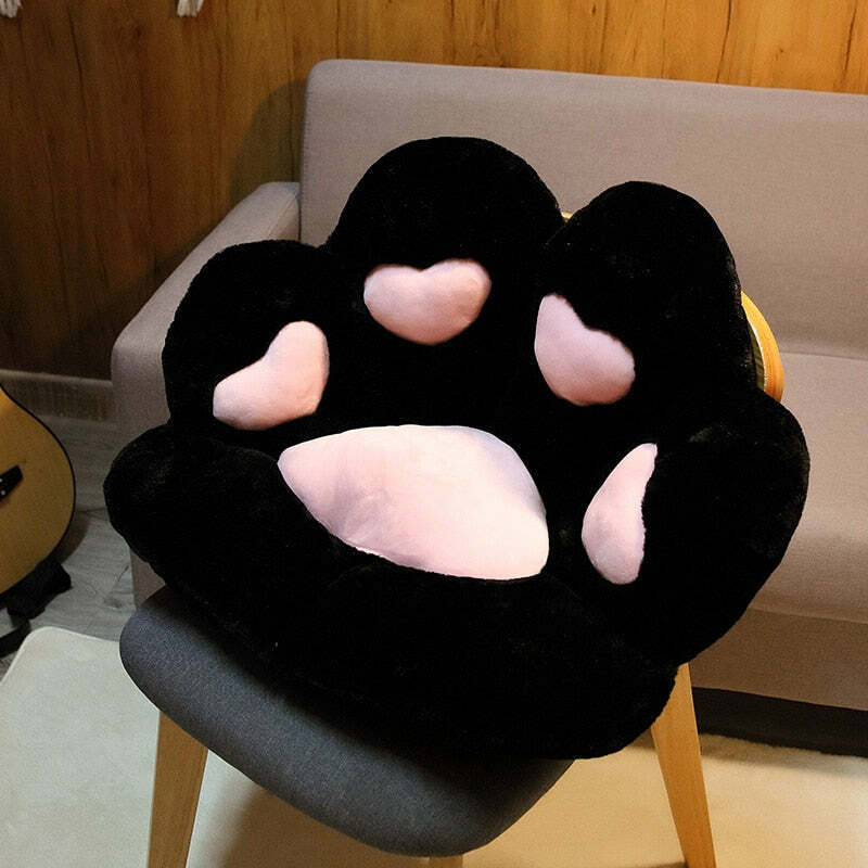 Y2K Grunge Cat Paw Pillow Seat Cushion - Retro 90s Summer Decor, Pastel Goth, Y2K Aesthetic