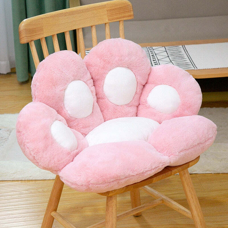 Y2K Grunge Cat Paw Pillow Seat Cushion - Retro 90s Summer Decor, Pastel Goth, Y2K Aesthetic