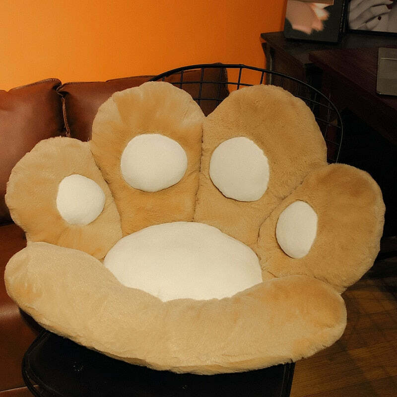 Y2K Grunge Cat Paw Pillow Seat Cushion - Retro 90s Summer Decor, Pastel Goth, Y2K Aesthetic