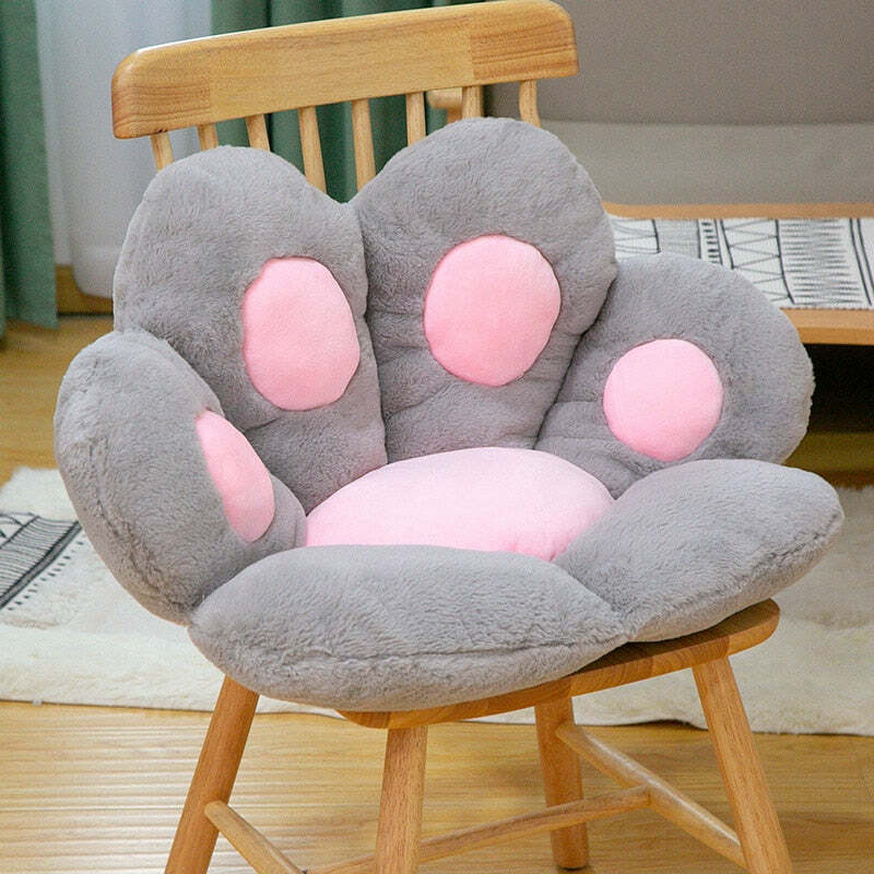 Y2K Grunge Cat Paw Pillow Seat Cushion - Retro 90s Summer Decor, Pastel Goth, Y2K Aesthetic