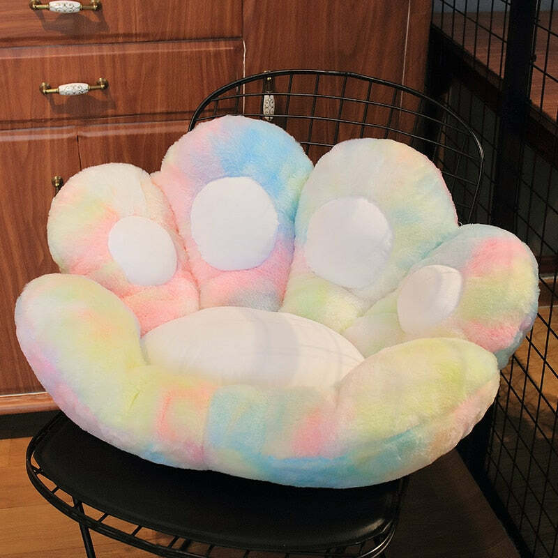 Y2K Grunge Cat Paw Pillow Seat Cushion - Retro 90s Summer Decor, Pastel Goth, Y2K Aesthetic