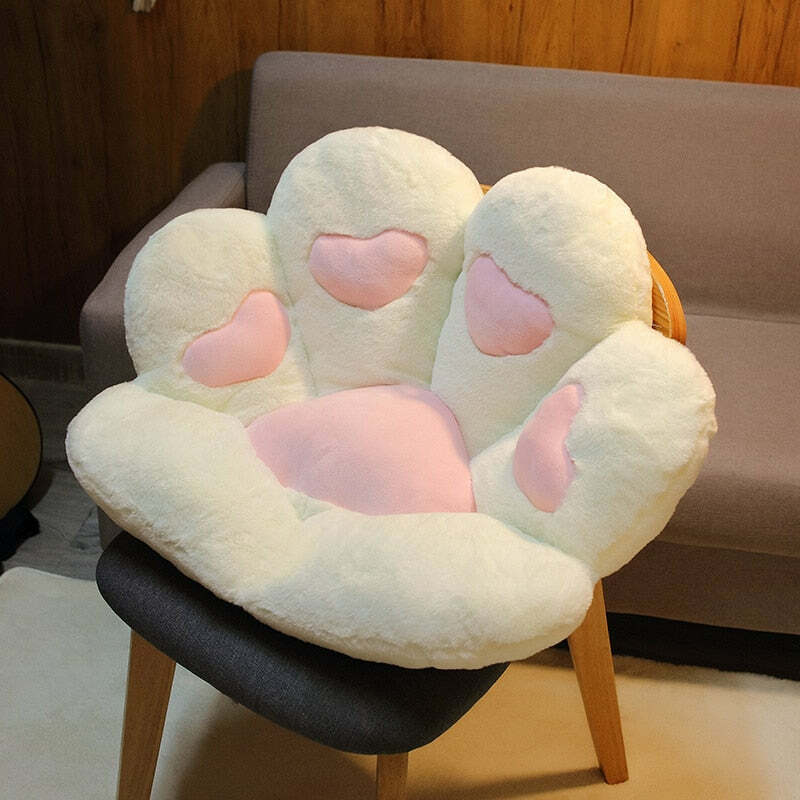 Y2K Grunge Cat Paw Pillow Seat Cushion - Retro 90s Summer Decor, Pastel Goth, Y2K Aesthetic