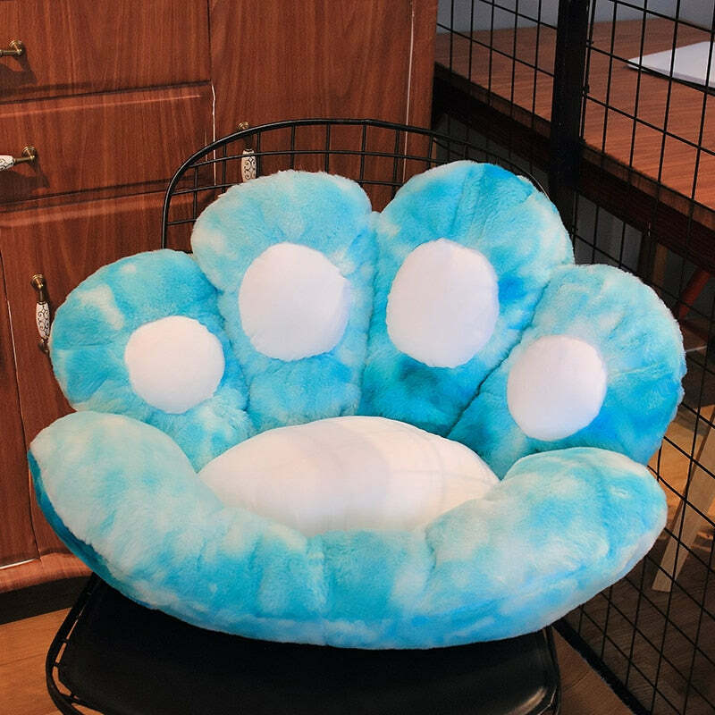 Y2K Grunge Cat Paw Pillow Seat Cushion - Retro 90s Summer Decor, Pastel Goth, Y2K Aesthetic