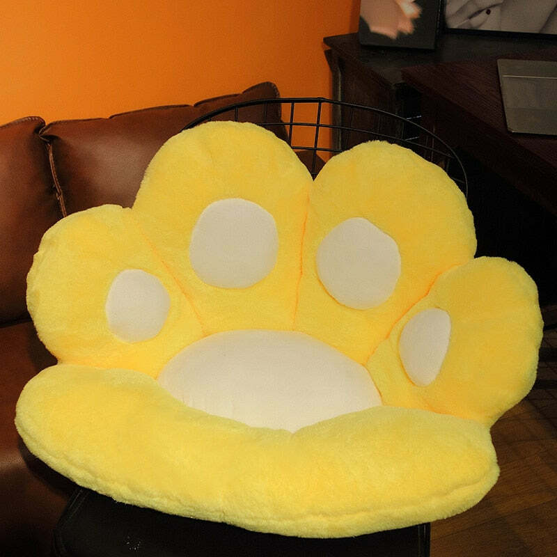 Y2K Grunge Cat Paw Pillow Seat Cushion - Retro 90s Summer Decor, Pastel Goth, Y2K Aesthetic
