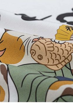 Y2K Grunge Cat Taiyaki Tee - Retro 90s Fashion, Summer Y2K Outfits, Pastel Goth Style