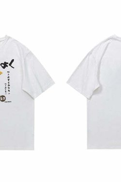 Y2K Grunge Cat Taiyaki Tee - Retro 90s Fashion, Summer Y2K Outfits, Pastel Goth Style