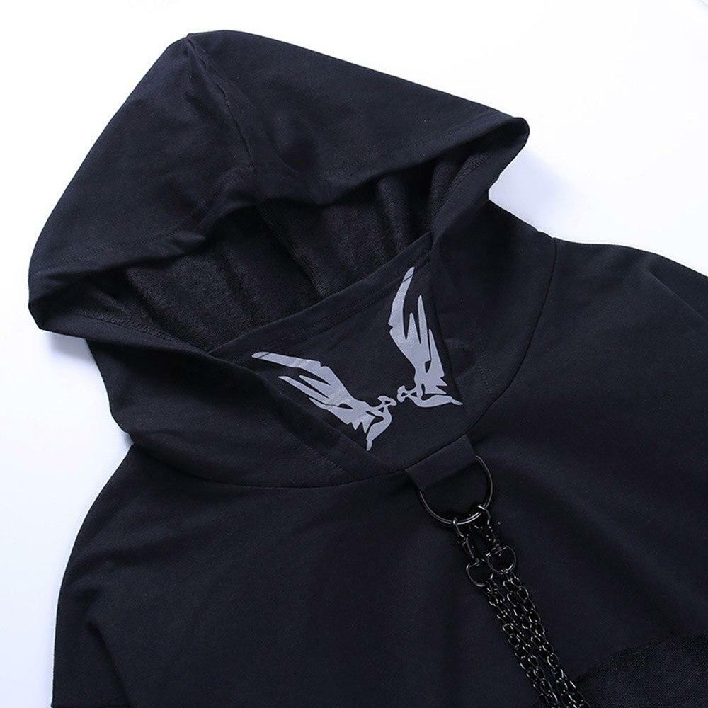 Y2K Grunge Chain Crop Hoodie - 90s Retro Summer Outfit, Y2K Party & Club Fashion