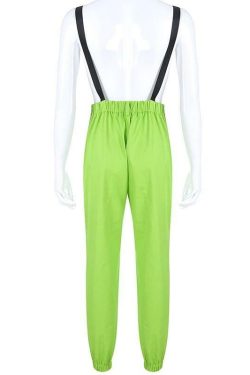 Y2K Grunge Chained Street Overalls - Retro 90s Summer Outfit, Pastel Goth, Y2K Fashion