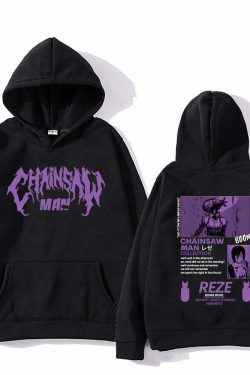 Y2K Grunge Chainsaw Man Anime Hoodie - Retro 90s Fashion, Summer Y2K Outfits, Gothic Style