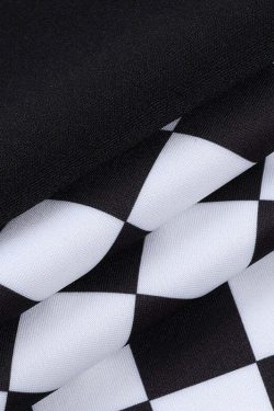 Y2K Grunge Checker Patchwork Skirt - Black and White Retro 90s Fashion Outfit