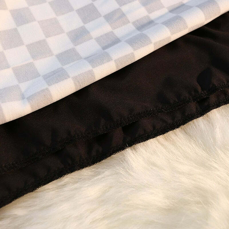 Y2K Grunge Checkerboard Long Skirt - Retro 90s Fashion, Summer Y2K Outfits, Pastel Goth Style