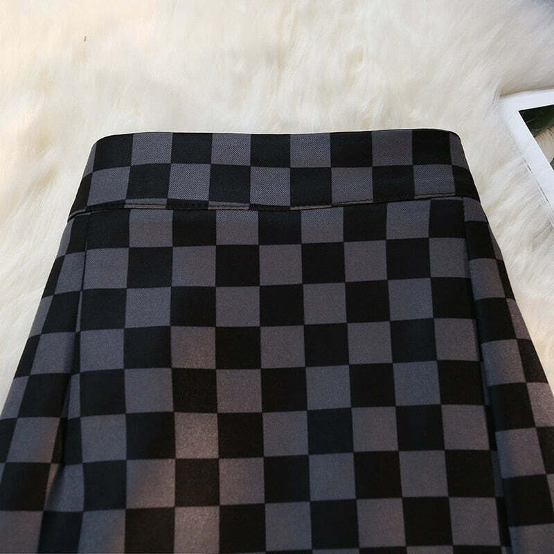Y2K Grunge Checkerboard Long Skirt - Retro 90s Fashion, Summer Y2K Outfits, Pastel Goth Style