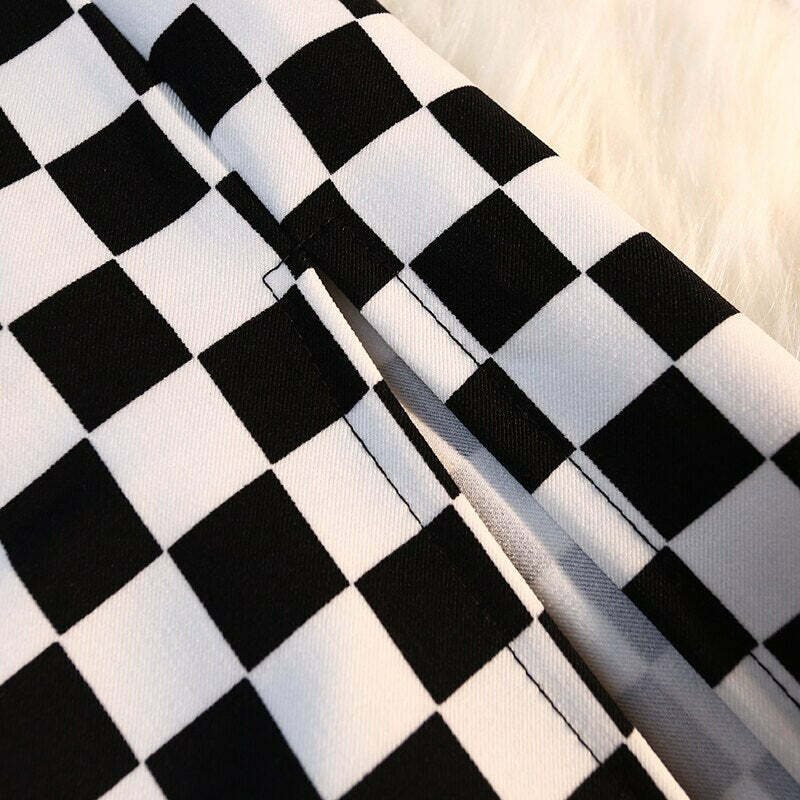 Y2K Grunge Checkerboard Long Skirt - Retro 90s Fashion, Summer Y2K Outfits, Pastel Goth Style