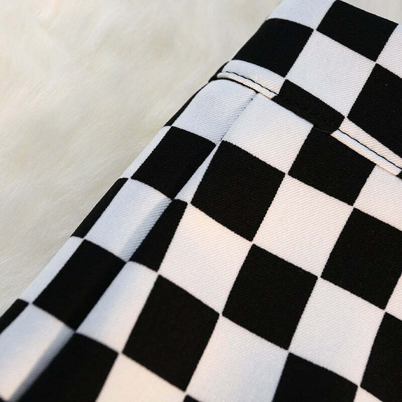 Y2K Grunge Checkerboard Long Skirt - Retro 90s Fashion, Summer Y2K Outfits, Pastel Goth Style