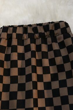 Y2K Grunge Checkerboard Long Skirt - Retro 90s Fashion, Summer Y2K Outfits, Pastel Goth Style