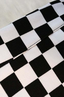 Y2K Grunge Checkerboard Long Skirt - Retro 90s Fashion, Summer Y2K Outfits, Pastel Goth Style