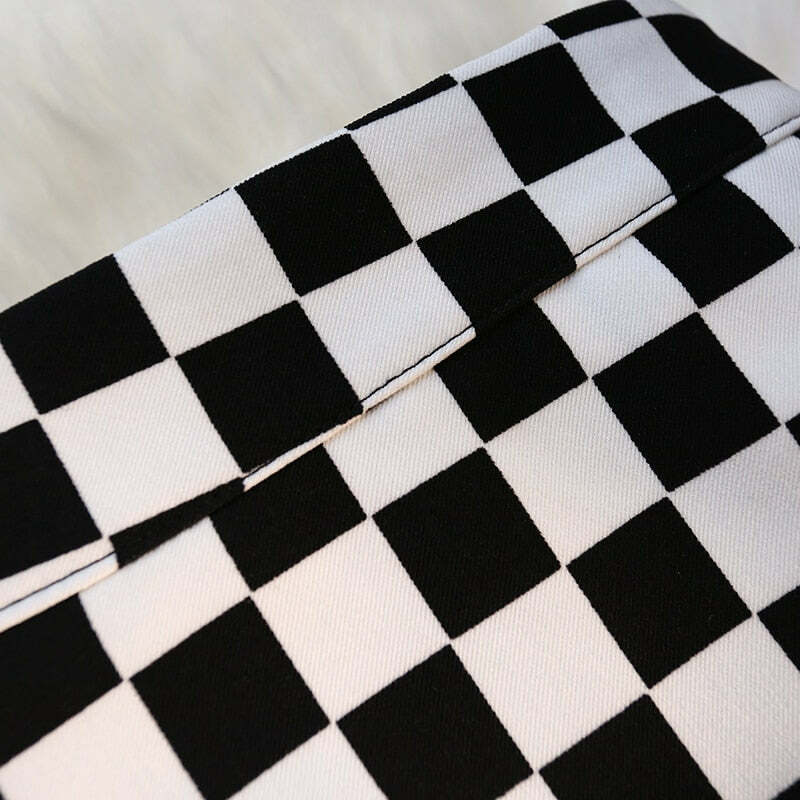 Y2K Grunge Checkerboard Long Skirt - Retro 90s Fashion, Summer Y2K Outfits, Pastel Goth Style